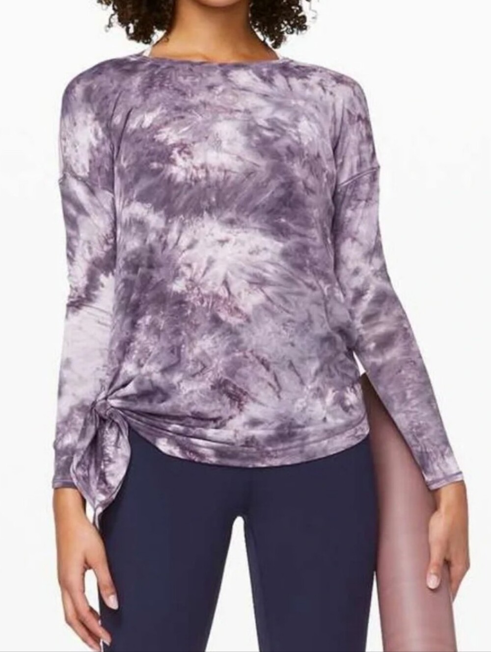 Lululemon Tie-Dye Pattern Long Sleeve Active Top - Lavender/gray Sz.M